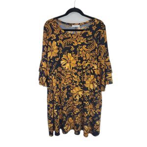 Lily Sky Black and Gold Floral Print Dress